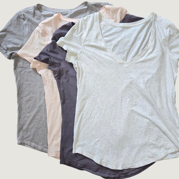 lululemon athletica Tops - Lululemon Women's Short Sleeve Tee Bundle 4 Piece Crewneck V Neck Neutral Colors